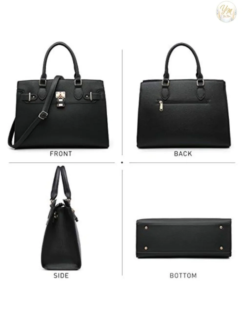 Women's Vegan Leather Satchel Tote Work Bag with Matching Clutch